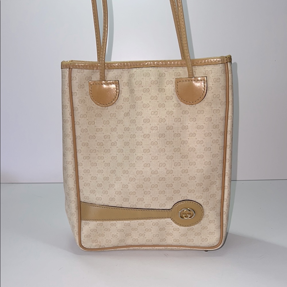 Gucci Vintage Tan Monogram Tote Bag